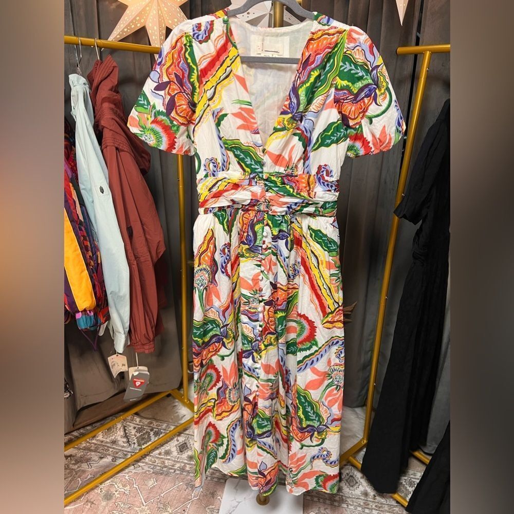 By Anthropologie The Katerina Printed Button Front MIDI Dress - Picture 5 of 6